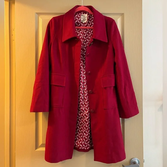 TULLE Women's Red Coat - Picture 2 of 6
